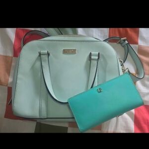 Kate Spade Light Blue Satchel and Wallet Set